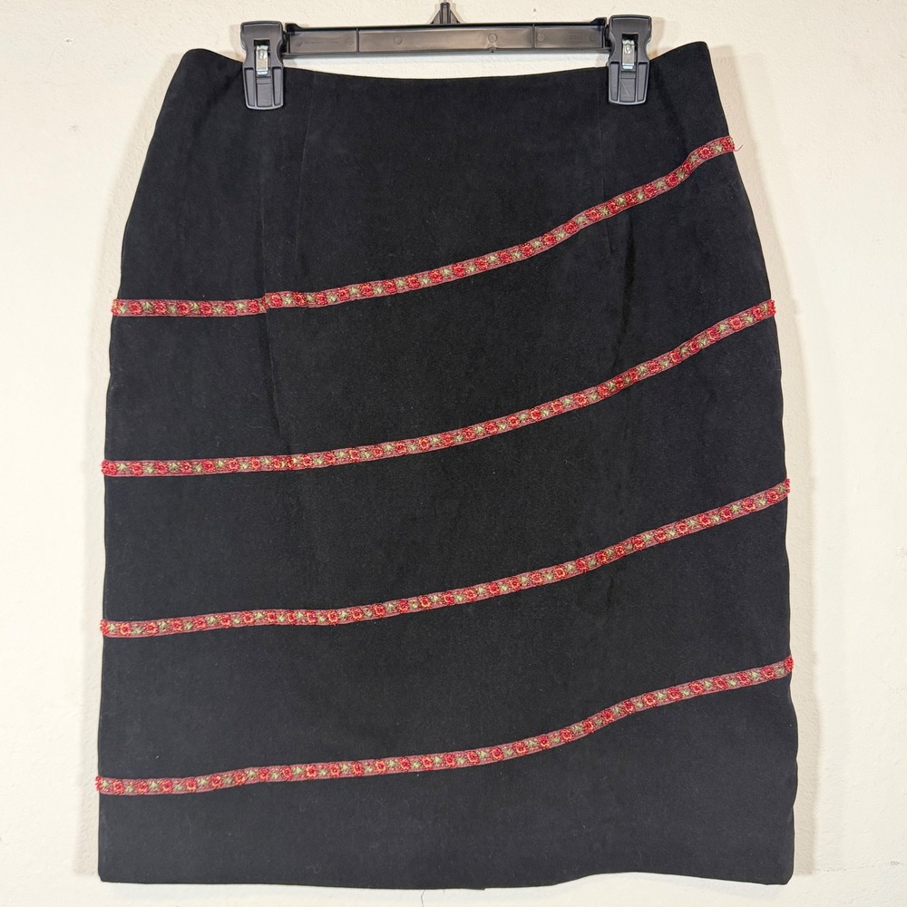 Vintage 00s Beaded Velvet Skirt Womens 14P Black Whimsigoth The Craft Fairy